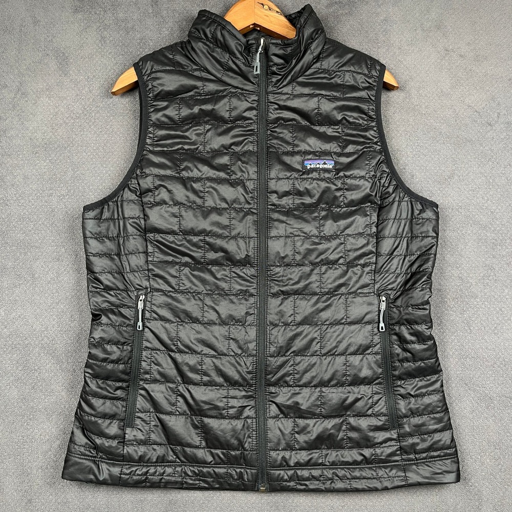 Patagonia Nano Puff Vest Womens Large Black Full Zip Insulated Puffer 84247